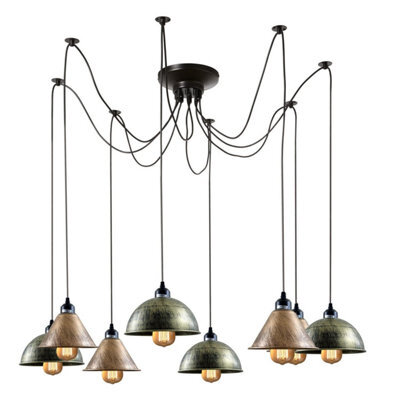 Vintage 8 Way Spider Chandelier Industrial Retro Ceiling Light Fixture - image 1