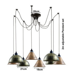 Vintage 8 Way Spider Chandelier Industrial Retro Ceiling Light Fixture - thumbnail 2