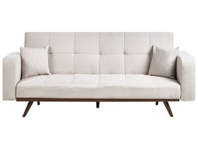 Wyld And Coco Novalux Sofa Bed Light Beige Tufted 3-Seater With Iron Legs - Click-Clack, 3-Position Backrest, Hidden Storage - image 1