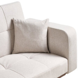 Wyld And Coco Novalux Sofa Bed Light Beige Tufted 3-Seater With Iron Legs - Click-Clack, 3-Position Backrest, Hidden Storage - thumbnail 6