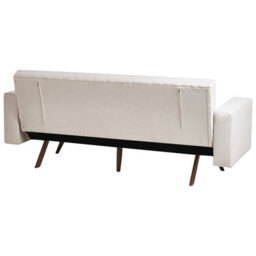 Wyld And Coco Novalux Sofa Bed Light Beige Tufted 3-Seater With Iron Legs - Click-Clack, 3-Position Backrest, Hidden Storage - thumbnail 5