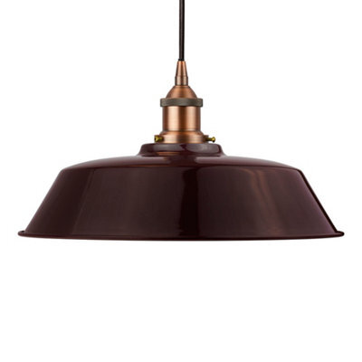 Burgundy Red Chancery Painted Dome Pendant Light With Matt Antique Copper Lamp Holder And Black Round Cable - Se Home - image 1