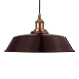 Burgundy Red Chancery Painted Dome Pendant Light With Matt Antique Copper Lamp Holder And Black Round Cable - Se Home
