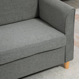 Wyld Haus Loveka Compact 2-Seater Fabric Sofa Grey With Wooden Legs And Armrests - thumbnail 8