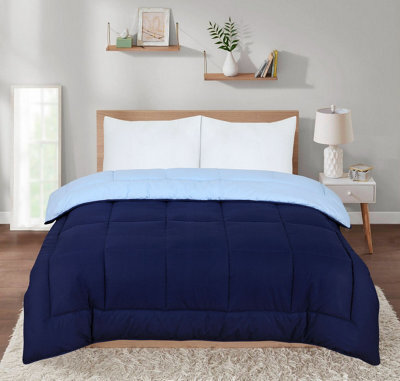 Sleepynights 13.5 Tog Box Reversible Coverless Polycotton Duvet Navy And Sky Blue - image 1