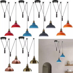 Ceiling Pendant Light, 29Cm Metal Satin Nickel Curvy Shade, Height Adjustable 2M Cable, E27 Bulb Base, Industrial Pulley Lighting - thumbnail 7