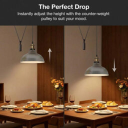 Ceiling Pendant Light, 29Cm Metal Satin Nickel Curvy Shade, Height Adjustable 2M Cable, E27 Bulb Base, Industrial Pulley Lighting - thumbnail 6