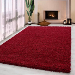 Uetian Red Medium Rug Soft Shaggy Rug For Room Hallways Living Room 5Cm Thick Pile Modren Look Red (120X170) - thumbnail 1