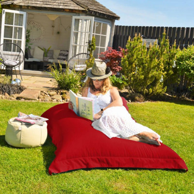 rucomfy Beanbags Rucomfy Indoor Or Outdoor Adults Water Resistant Giant Squarbie - Red Beanbag Lounger - image 1