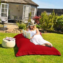 rucomfy Beanbags Rucomfy Indoor Or Outdoor Adults Water Resistant Giant Squarbie - Red Beanbag Lounger - thumbnail 1