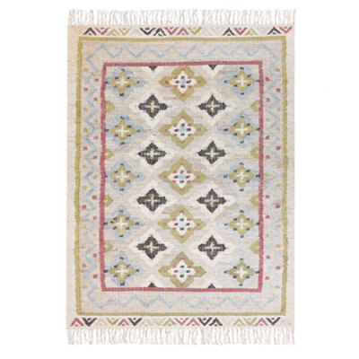 Beliani Handwoven Multicolour Jute Rug 140 X 200 Cm With Tassels - image 1
