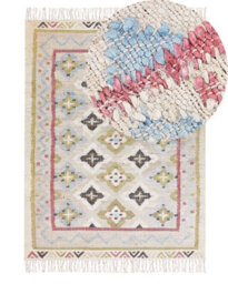 Beliani Handwoven Multicolour Jute Rug 140 X 200 Cm With Tassels - thumbnail 3