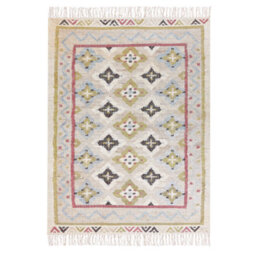 Beliani Handwoven Multicolour Jute Rug 140 X 200 Cm With Tassels - thumbnail 1