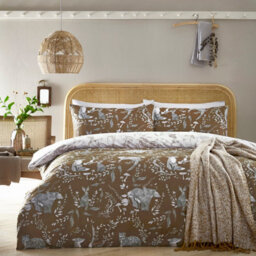 Furn. Buckthorn Woodland Reversible Duvet Cover Set, Double, Orange