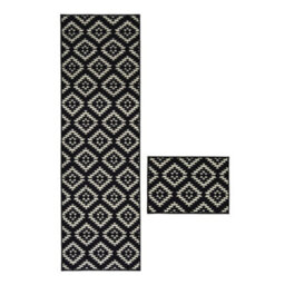 Melrose Deco Mat Black Aztec Runner Rug & Matching Floor Mat 57/230Cm & 57/40Cm - thumbnail 5
