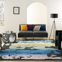 Black Multicolour Wool Modern Luxurious Easy To Clean Handmade Abstract Dining Room Bedroom And Living Room Rug -236Cm X 297Cm - thumbnail 1
