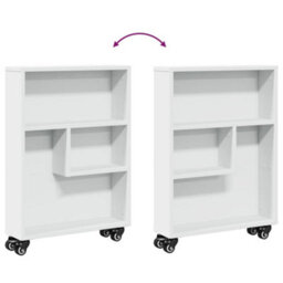 Berkfield Narrow Storage Trolley White 48X13X68 Cm Engineered Wood - thumbnail 7