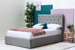 Parwich Grey Velvet Gas Lift Ottoman Bed Double 4Ft6 - thumbnail 5