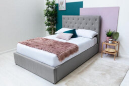 Parwich Grey Velvet Gas Lift Ottoman Bed Double 4Ft6 - thumbnail 6