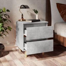 Berkfield Sturdy Bed Cabinet With Solid Pinewood Legs Concrete Grey 40X35X50 Cm - thumbnail 6