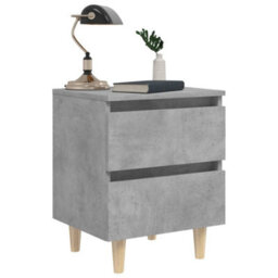 Berkfield Sturdy Bed Cabinet With Solid Pinewood Legs Concrete Grey 40X35X50 Cm - thumbnail 7
