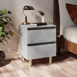 Berkfield Sturdy Bed Cabinet With Solid Pinewood Legs Concrete Grey 40X35X50 Cm - thumbnail 2