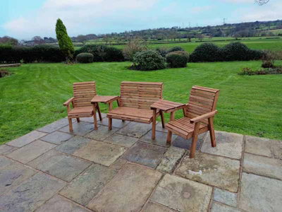 Churnet Valley Garden Furniture Ltd Valley 4 Seat Set 1X2B 2Xc Angled Tray - Timber - L100 X W310 X H95 Cm - Garden Furniture - Fully Assembled - image 1