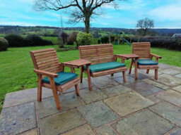 Churnet Valley Garden Furniture Ltd Valley 4 Seat Set 1X2B 2Xc Angled Tray - Timber - L100 X W310 X H95 Cm - Garden Furniture - Fully Assembled - thumbnail 3