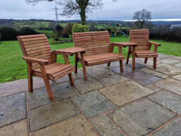 Churnet Valley Garden Furniture Ltd Valley 4 Seat Set 1X2B 2Xc Angled Tray - Timber - L100 X W310 X H95 Cm - Garden Furniture - Fully Assembled - thumbnail 4