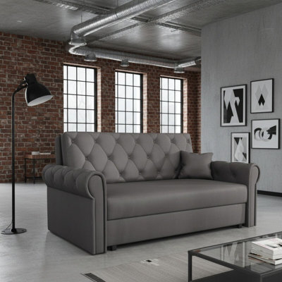 Viva Roma Iii Living Room Sofa Bed With Storage Polyurethane Foam Hr Foam Wave Springs Metal Legs 168X85X98Cm Dark Grey - image 1
