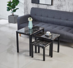 Modernique Grey Mdf Marble Effect Top Nest Of 3 Table Sets - thumbnail 4