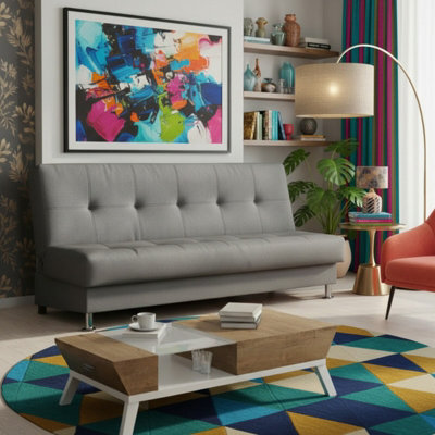 Enduro Iii Sofa Bed For Living Room Polyurethane Foam Wave Spring Wooden Frame Click Clack 193X90X85Cm Grey - image 1