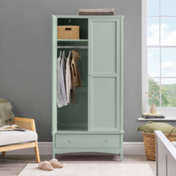 Christow Sage Double Wardrobe With Drawer 2 Door Bedroom Storage Furniture Cupboard - thumbnail 3