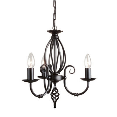 Luminosa Lighting Elstead Artisan Chandelier 3 Light Black Finish, E14 - image 1