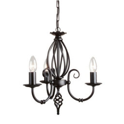 Luminosa Lighting Elstead Artisan Chandelier 3 Light Black Finish, E14 - thumbnail 1