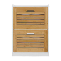 Wooden 2 Flip Drawers Shoe Cabinet Storage Cupboard Rack - thumbnail 1