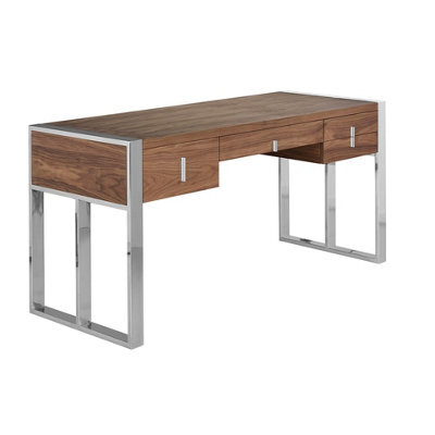 Angel Cerda Elegant Walnut And Chrome-Plated Steel Desk For Modern Offices - image 1