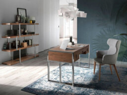 Angel Cerda Elegant Walnut And Chrome-Plated Steel Desk For Modern Offices - thumbnail 3