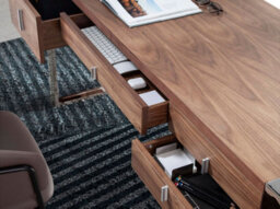 Angel Cerda Elegant Walnut And Chrome-Plated Steel Desk For Modern Offices - thumbnail 4
