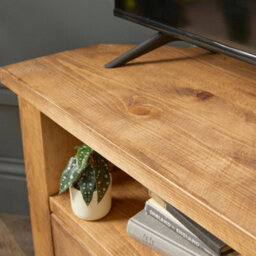 Off the Grain Corner Tv Stand With Drawers  Made From Solid Wood - 80Cm Rugger Brown Finsh - thumbnail 5