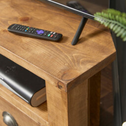 Off the Grain Corner Tv Stand With Drawers  Made From Solid Wood - 80Cm Rugger Brown Finsh - thumbnail 2