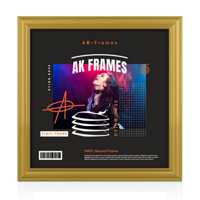 "12X12"" Gold Classic Vinyl Record Frame For 12 Inch Lp Album Covers - Elegant Wall Display - Ak Frames" - image 1