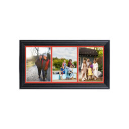 AK Frames 16X8 Black Classic Multi Photo Frame With Poppy Red Mount - Holds 3 Apertures (3X) 7X5 Photos - thumbnail 1