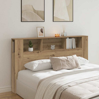 Walplus Headboard Cabinet Artisian Oak 180X18.5X102.5 Cm Engineered Wood - image 1