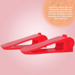 Haven Space Saver Shoe Rack Organiser Standard Size Easy To Clean & Sturdy, Red - thumbnail 2