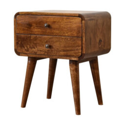 Artisan Furniture 2 Drawer Curved Chestnut Bedside - thumbnail 3