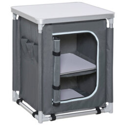 Outsunny Outdoor 2-Shelf Camping Cupboard Kitchen Station Cook Table Aluminum - thumbnail 2