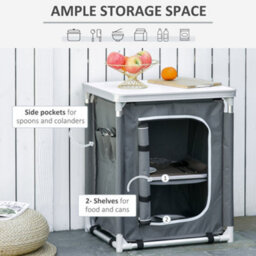 Outsunny Outdoor 2-Shelf Camping Cupboard Kitchen Station Cook Table Aluminum - thumbnail 6