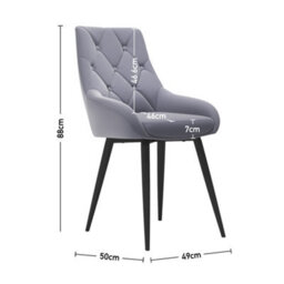 Darphe Set Of 2 Grey Velvet Metal Legs Button Upholstered Dining Chair, 49Cm W X 50Cm D X 88Cm H - thumbnail 5
