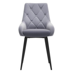 Darphe Set Of 2 Grey Velvet Metal Legs Button Upholstered Dining Chair, 49Cm W X 50Cm D X 88Cm H - thumbnail 2